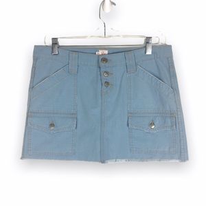 NEW Vintage Y2K 90s Joie Womens Size 10 Light Blue‎ Cargo Raw Hem Mini Skirt